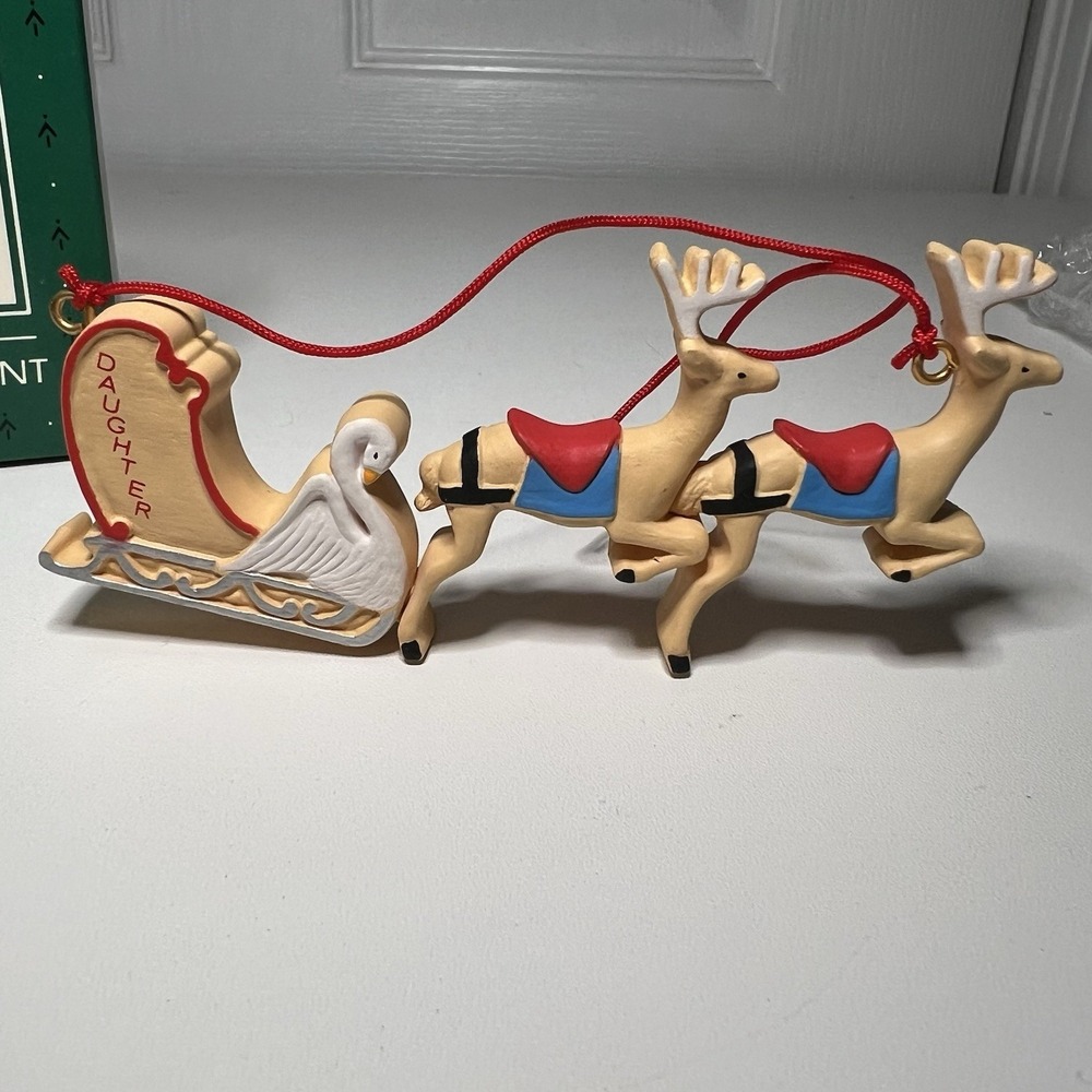 1987 Hallmark Keepsake Christmas Ornament Sleigh & Reindeer